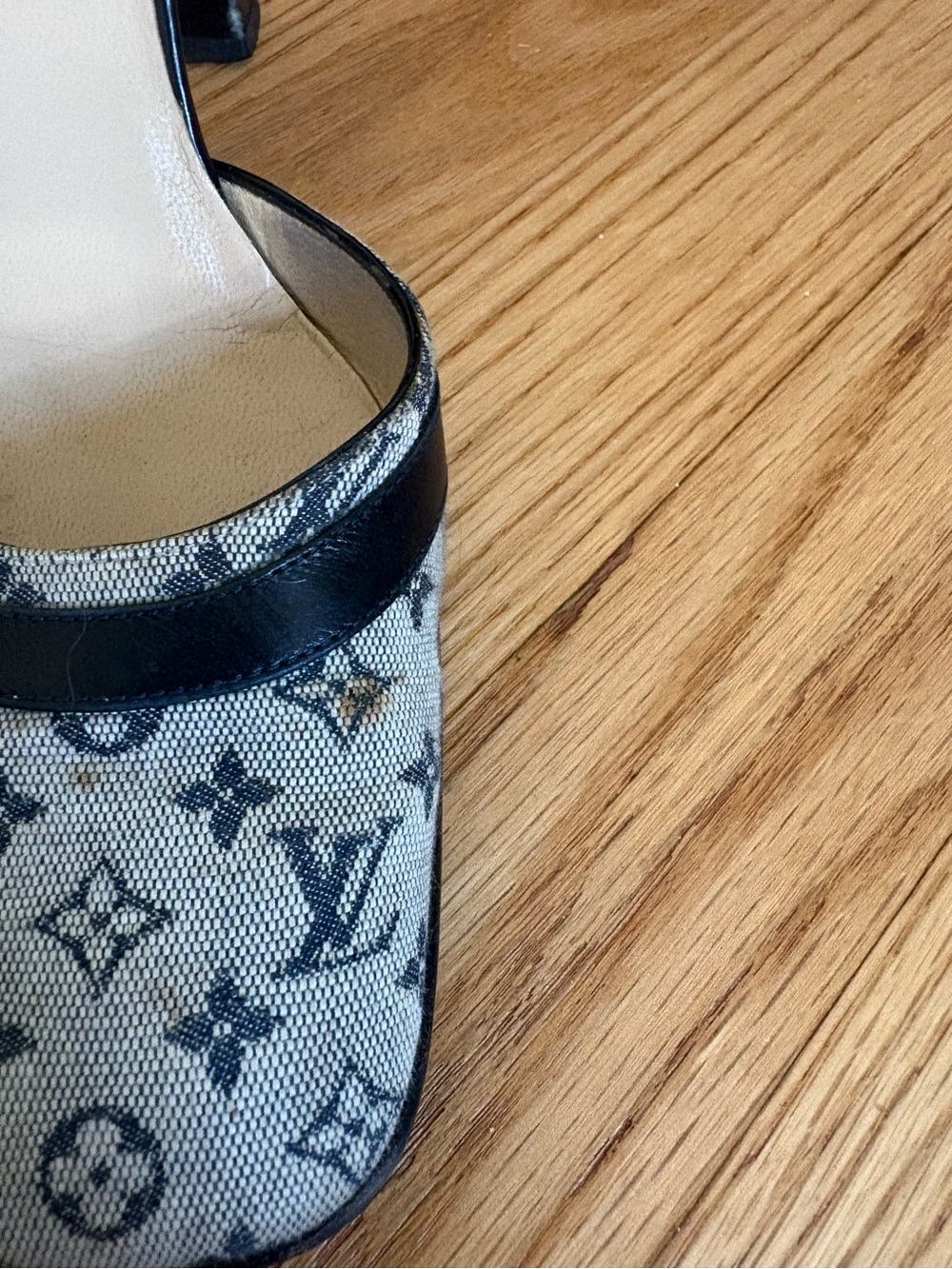 Louis Vuitton Navy Monogram Ankle-Strap Pumps, with box, size 36.5 - Picture 3 of 7